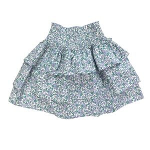 Pleat Sally Skirt Meadow Girls Floral Smocked Tiered Size 12 Cottage Spring